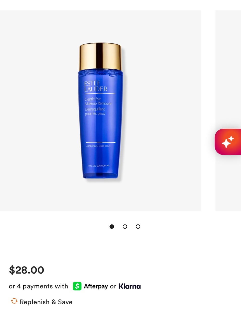 Never used- Estee Lauder Gentle Eye Makeup Remover - Blue with Gold Cap